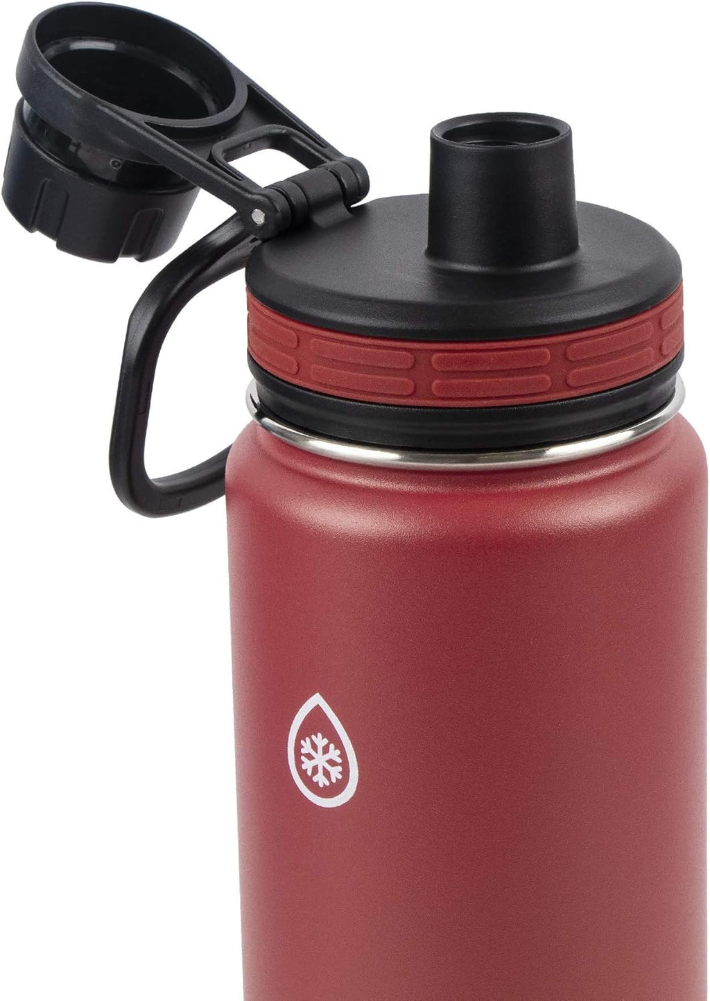 ThermoFlask Bottle with Spout Lid - Stainless Steel Water Bottles with Double-Wall Insulation & BPA-Free Spout Lids - Leak-Proof Reusable Bottles & Lids - 24 oz, Firecracker / Shadow (2 Pack)