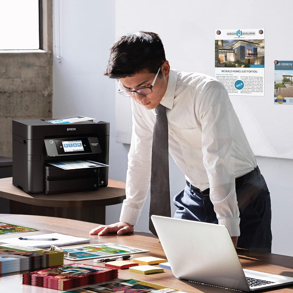 Epson Workforce Pro WF-4830 Wireless All-in-One Printer, Auto 2-Sided Print Copy, Scan/Fax, 50-Page ADF, 500-sheet Paper Capacity, and 4.3" Color Touchscreen, Works with Alexa - Black
