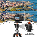 GEEKOTO 64" Camera Tripod, Compact Aluminum Tripod with 360 Degree Panorama Ball Head 1/4 inch Quick Release Plate, DSLR Tripod Suitable for SLR Cameras