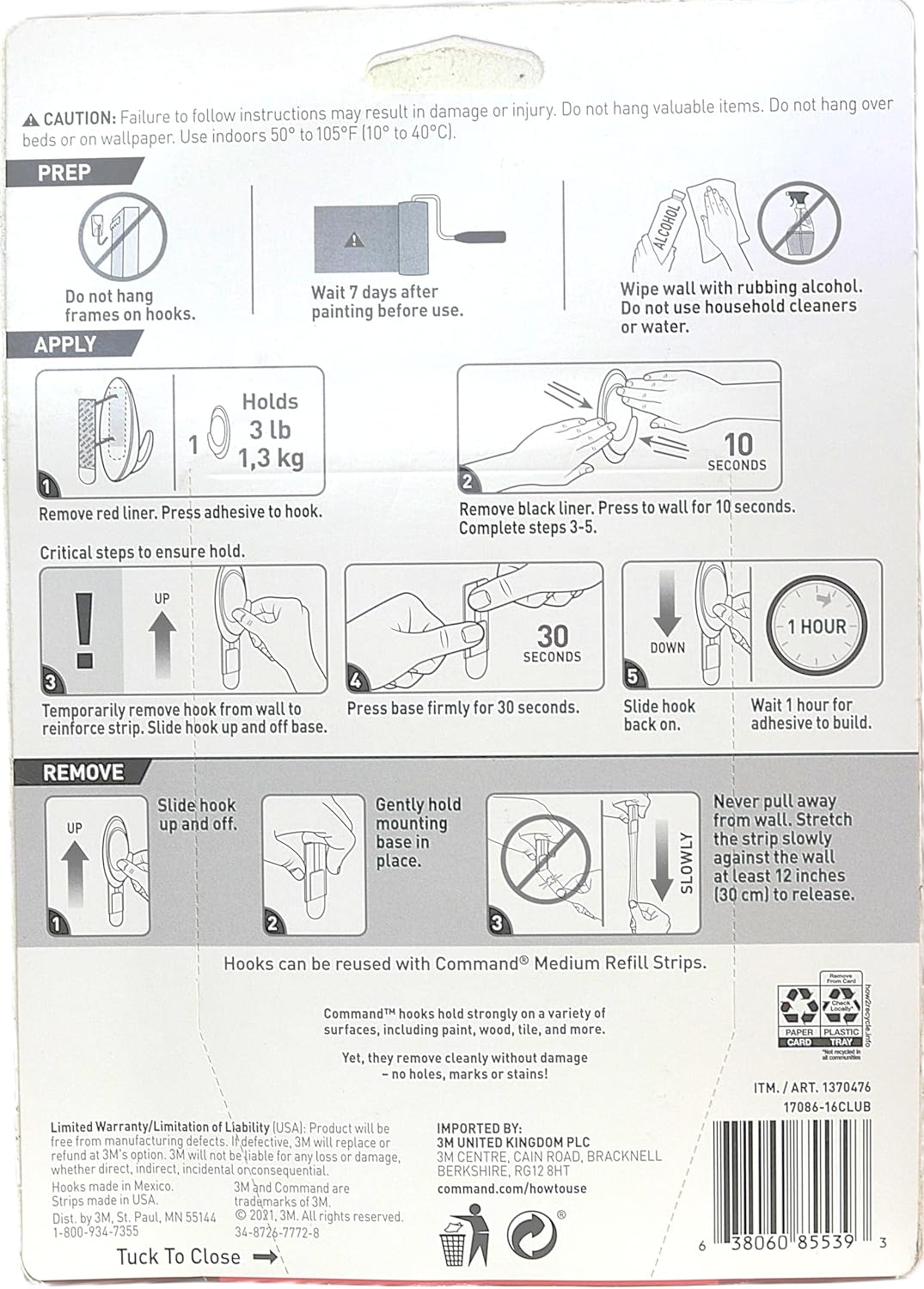 Command Utility Hooks, Damage Free Hanging Wall Hooks with Adhesive Strips, No Tools Wall Hooks, 16 White Hooks and 20 Strips