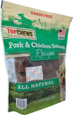 Top Chews Pork & Chicken Sausage Dog Treats, 100% Natural (36 Oz, 2.25 LBS)