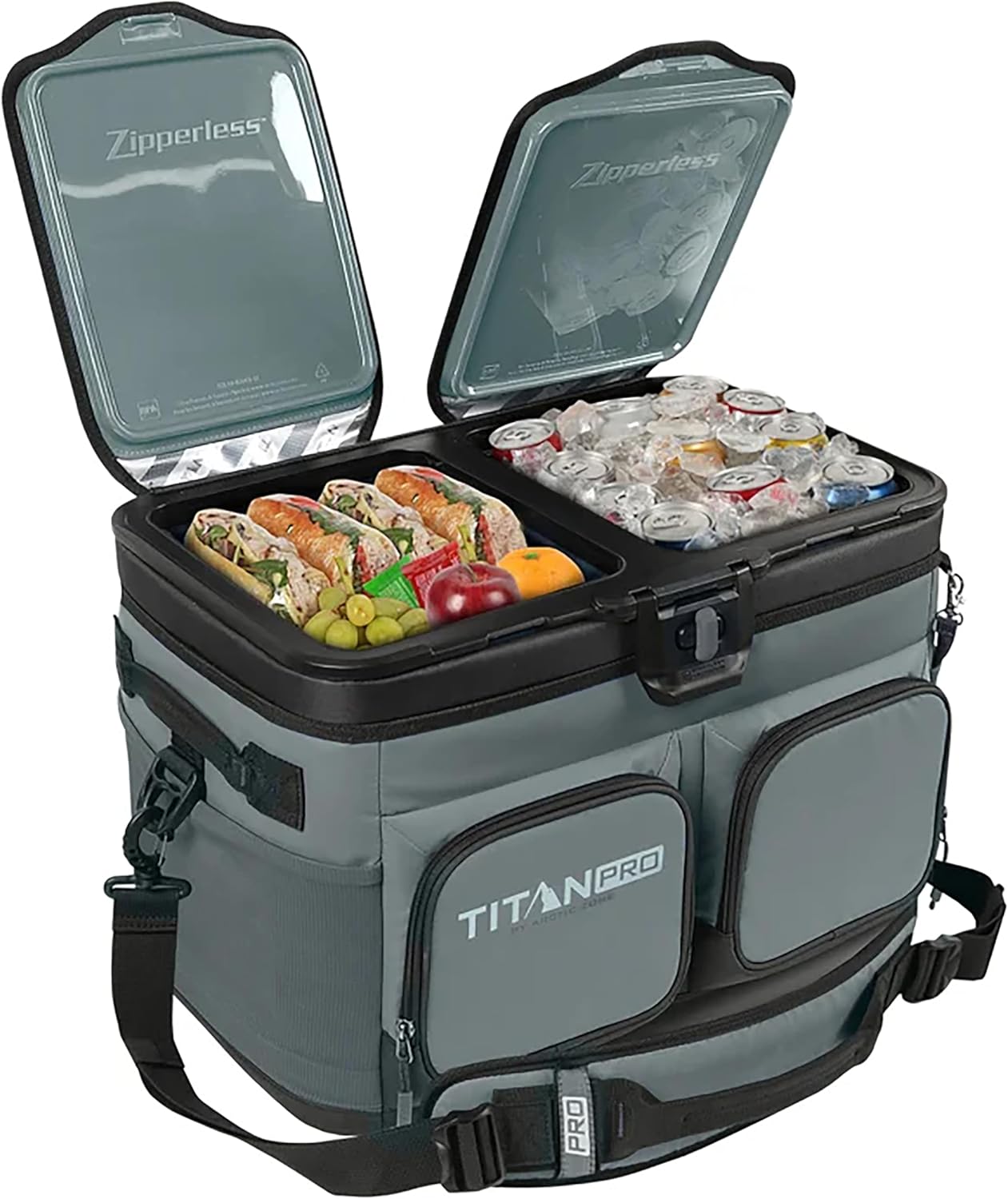 Titan PRO by Arctic Zone 48 Can Triple Zipperles Cooler (Grey)