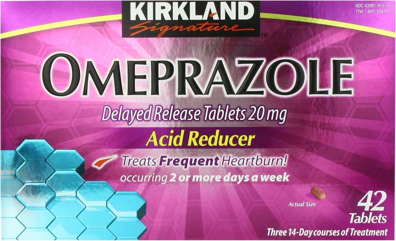 Kirkland Signature Omeprazole Delayed Release, Acid Reducer Tablets 20 mg, 42 Count