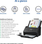 Epson scanner with features listed on a white background