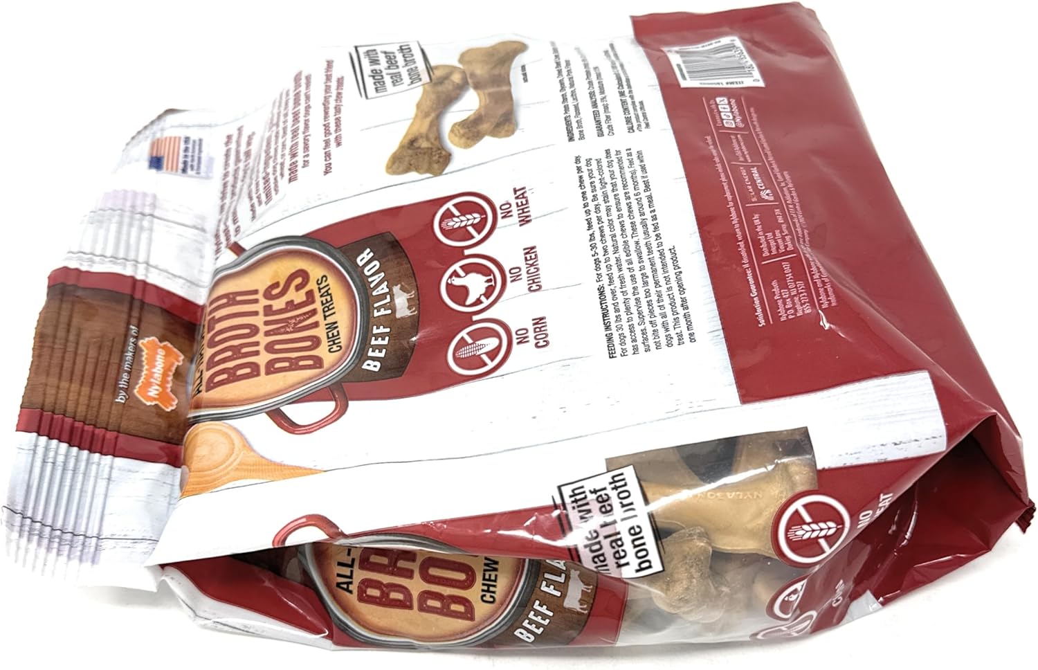 Nylabone Beef Broth Bones for Dogs, 60 Count, 2.6 Lbs