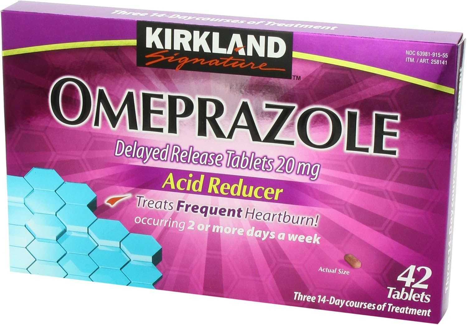 Kirkland Signature Omeprazole Delayed Release, Acid Reducer Tablets 20 mg, 42 Count