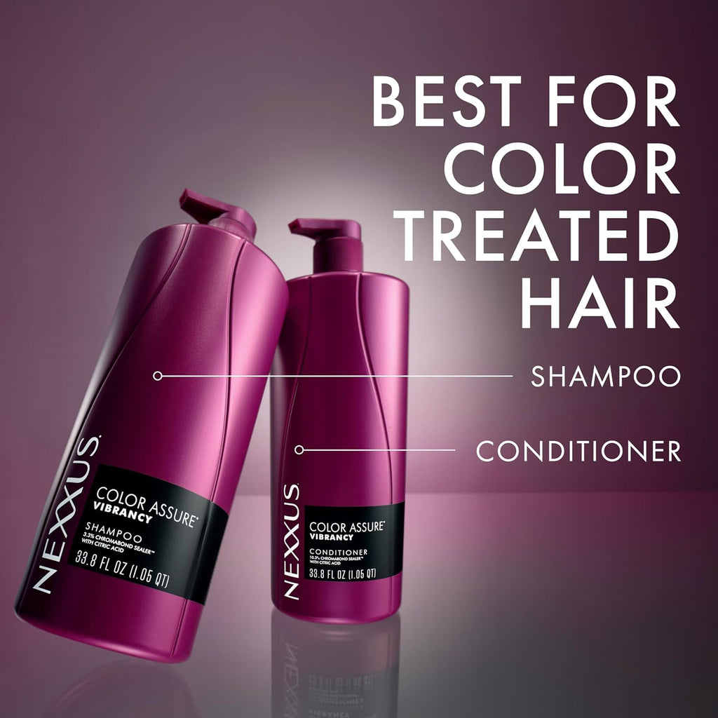Nexxus Color Assure Color Care 2 Count for Vibrancy Shampoo, Conditioner Color Treated Hair Powered by Chromabond Sealer with Citric Acid 33.8 fl oz