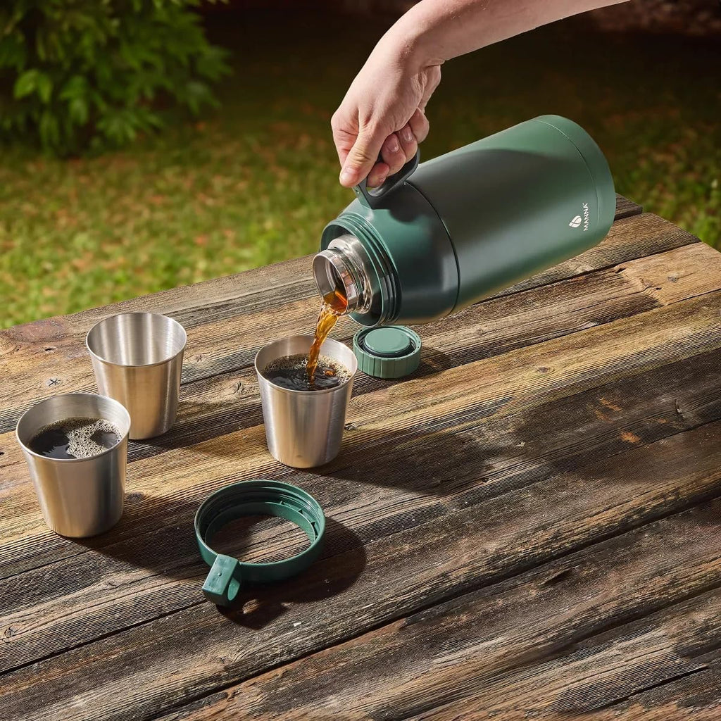 64oz Double Walled Jug with 4 Stackable Stainless Steel Cups