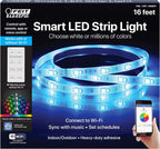 Feit Electric TAPE16/RGBW/AG/RP 100 Watt Equivalent WiFi Dimmable, No Hub Required, Alexa or Google Assistant LED Smart Light Tape Strips