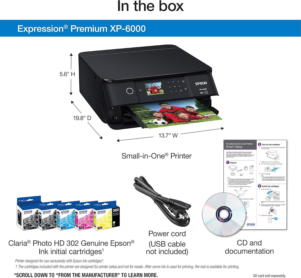 Epson Expression Premium XP-6000 Wireless Color Photo Printer with Scanner & Copier, Amazon Dash Replenishment Ready