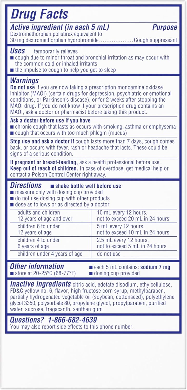 Delsym 12 Hour Cough Medicine for Adults, Powerful Relief for 12 Hours, Cough Suppressant Liquid with Extended-Release Dextromethorphan, Orange Flavor Liquid Cough Syrup, 5 Fl Oz (Pack of 1)