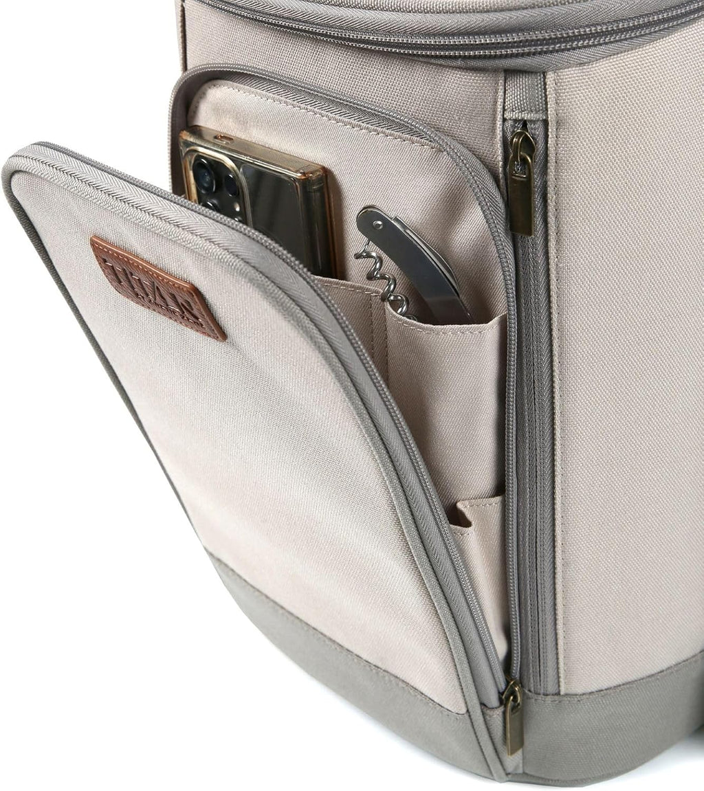 Titan Insulated Bottle Tote – Deep Freeze™ Cooling, Ice Walls®, Leak-Proof Lining, Holds 18 Cans (Beige)