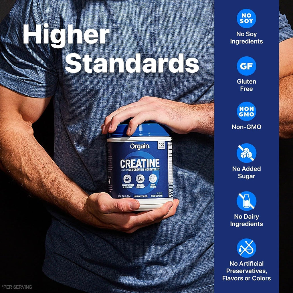 Orgain 5g Micronized Creatine Monohydrate, Unflavored, 1.48lbs