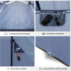 CORE 10 Person Instant Cabin Tent | Large Multi Room Family Pop Up Tent for 2 Minute Camp Setup | Included Storage Pockets for Camping Accessories
