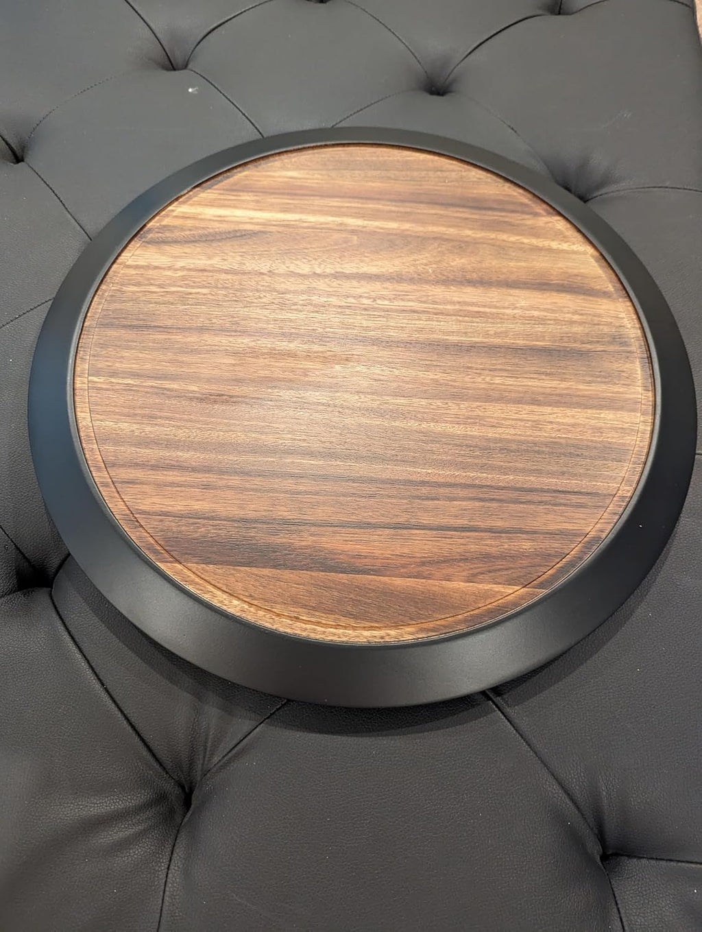 18" Large Lazy Susan Acacia Solid Wood with Chalkboard Edge for Labeling for Dining Serving Chacuterie Board Cheese Board Spice Candle Holder Vanity or Kitchen Organizer for Everyday or Party