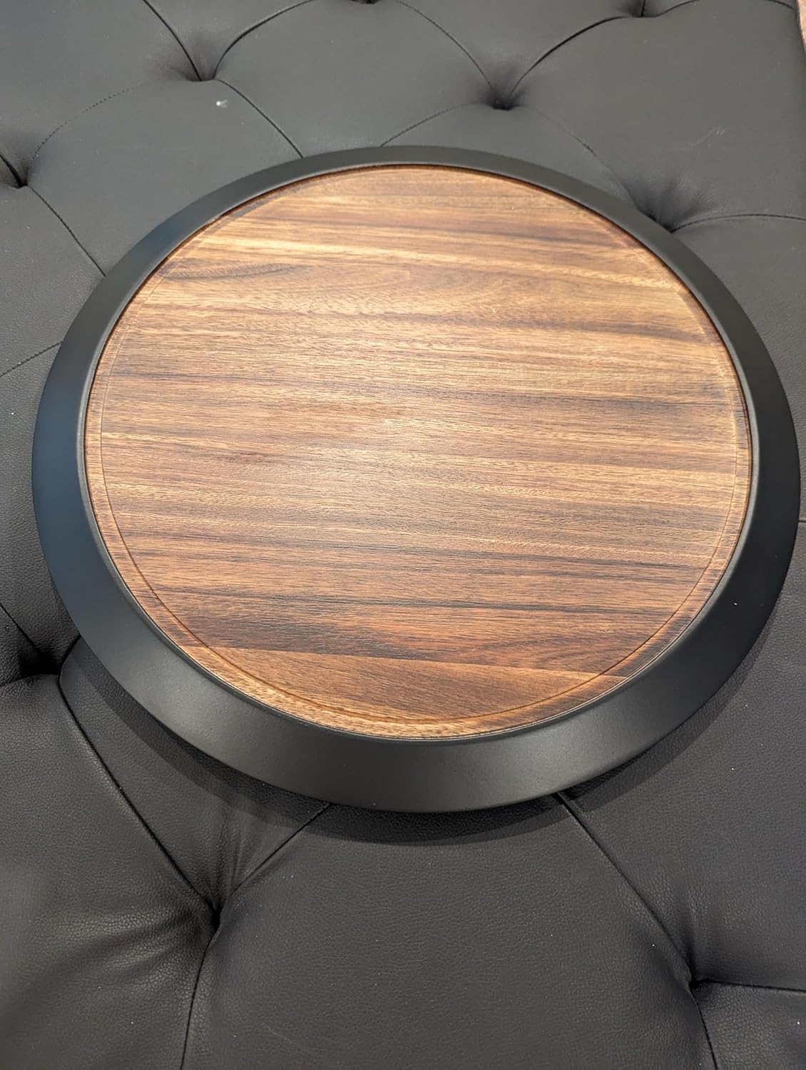 18" Large Lazy Susan Acacia Solid Wood with Chalkboard Edge for Labeling for Dining Serving Chacuterie Board Cheese Board Spice Candle Holder Vanity or Kitchen Organizer for Everyday or Party