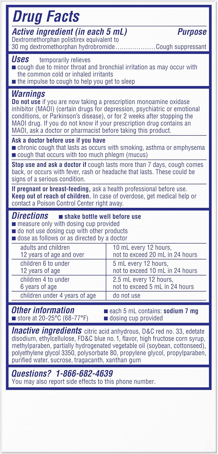 Delsym Cough Suppressant Liquid Grape Flavored, Orange, 5 Fl Oz (Pack of 1)