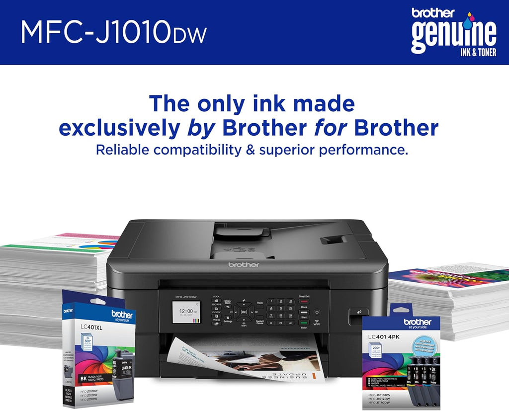 Brother MFC-J1010DW Wireless Color Inkjet All-in-One Printer, Duplex Printing, Mobile & Cloud Print, Compact Design, 1.8" Color Display, Works with Alexa