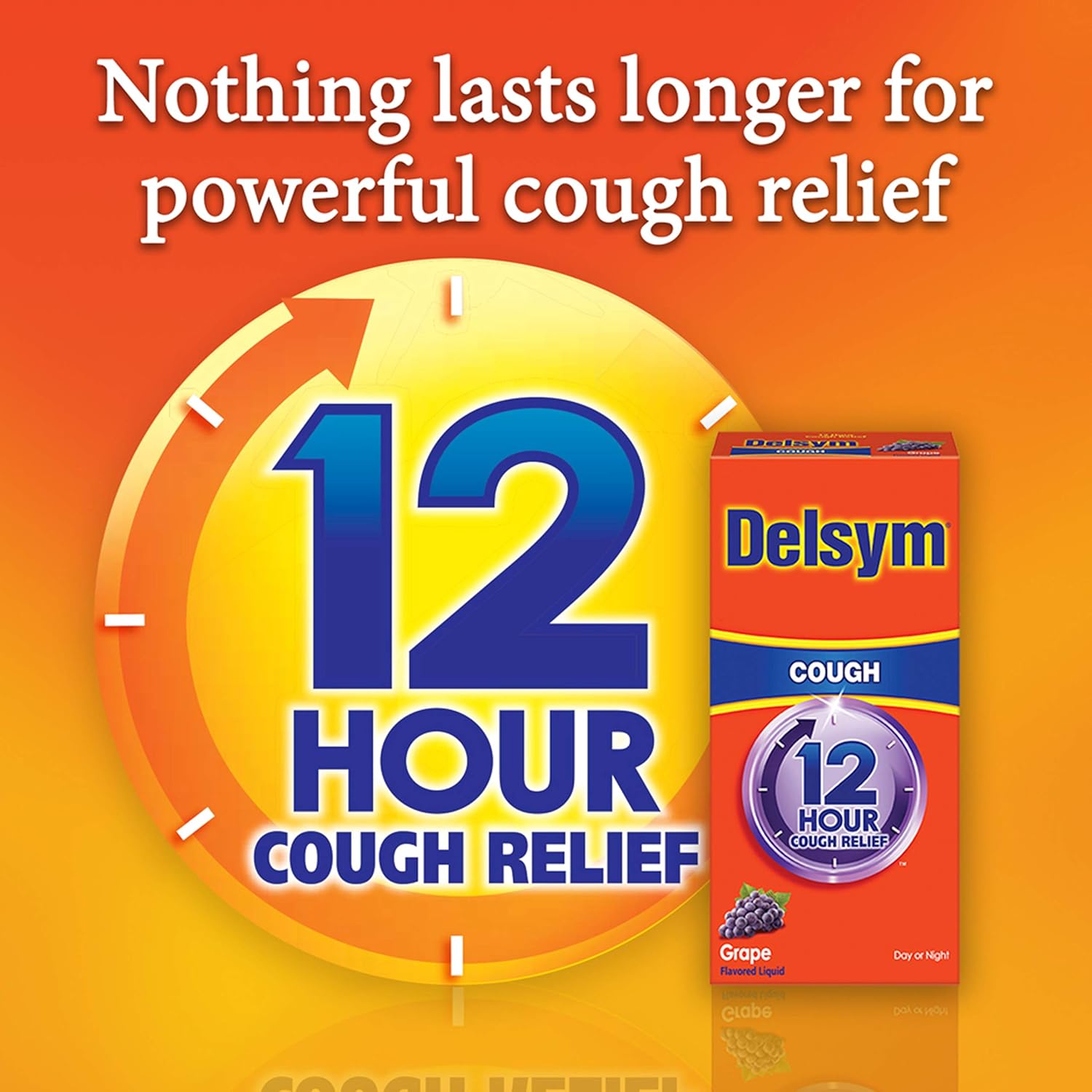Delsym Cough Suppressant Liquid Grape Flavored, Orange, 5 Fl Oz (Pack of 1)