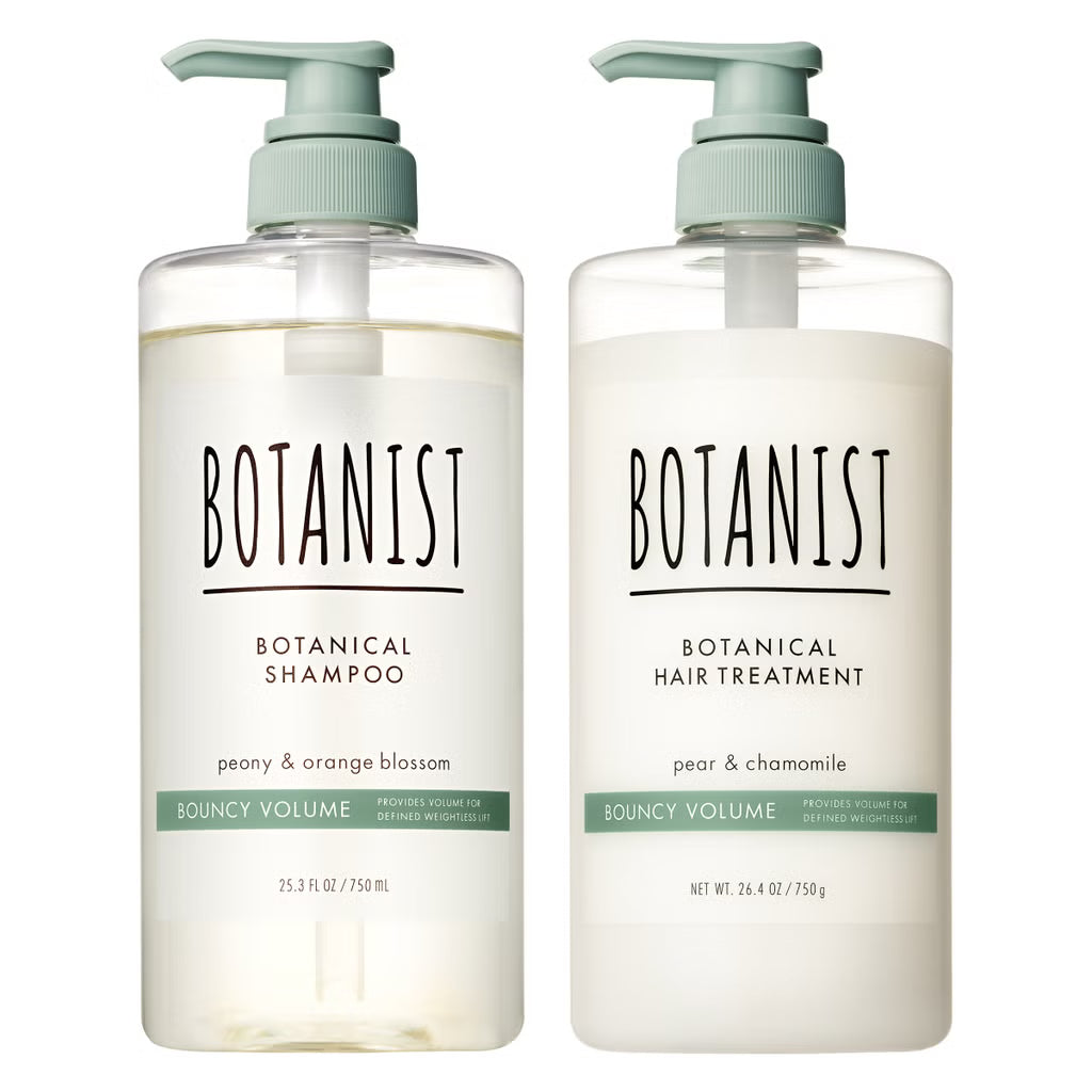 Botanist Bouncy Volume Premium Hair Care, Strengthening & Volumizing, Botanical Shampoo & Hair Treatment Set, Peony & Orange Blossom + Pear & Chamomile, 25.3 + 26.4 Fl Oz, Made in Japan