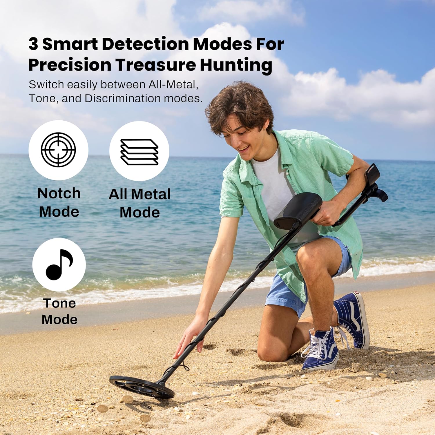 Bounty Hunter TK4 Tracker IV Metal Detector – All-Terrain Gold, Silver, Coin & Relic Finder with 8" Waterproof Coil, 3 Detection Modes – for Adults & Kids – Made in USA