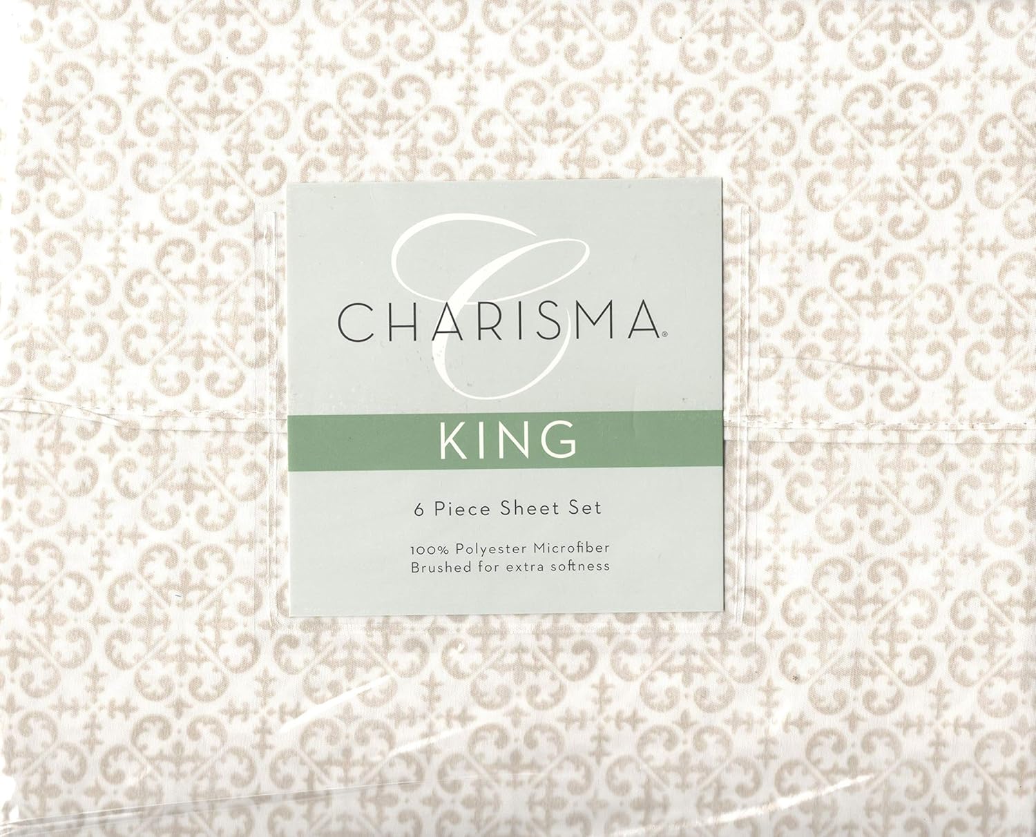 Charisma Microfiber King 6-Piece Sheet Set Lisbon Linen Brushed for Extra Softness