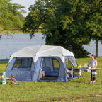 CORE 10 Person Instant Cabin Tent | Large Multi Room Family Pop Up Tent for 2 Minute Camp Setup | Included Storage Pockets for Camping Accessories