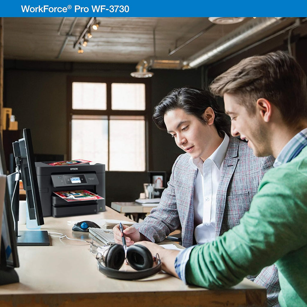 Epson Workforce Pro WF-3730 All-in-One Wireless Color Printer with Copier, Scanner, Fax and Wi-Fi Direct,Black,10-1/2 x 7-1/2 x 6-1/2 in