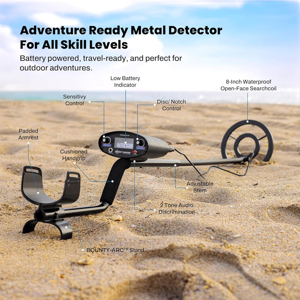 Bounty Hunter TK4 Tracker IV Metal Detector – All-Terrain Gold, Silver, Coin & Relic Finder with 8" Waterproof Coil, 3 Detection Modes – for Adults & Kids – Made in USA