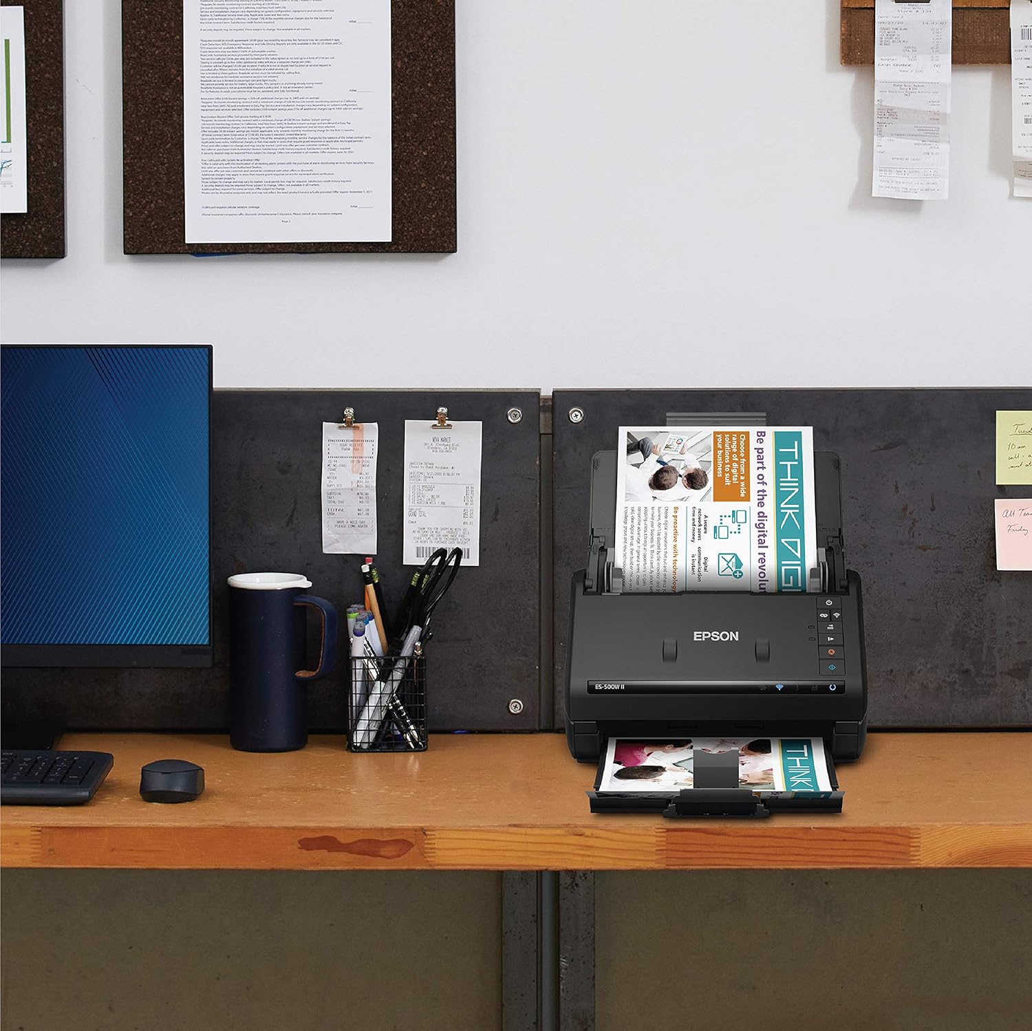 Epson Workforce ES-500W II Wireless Color Duplex Desktop Document Scanner for PCand Mac with Auto Feeder (ADF), Scan from Smartphone or Tablet