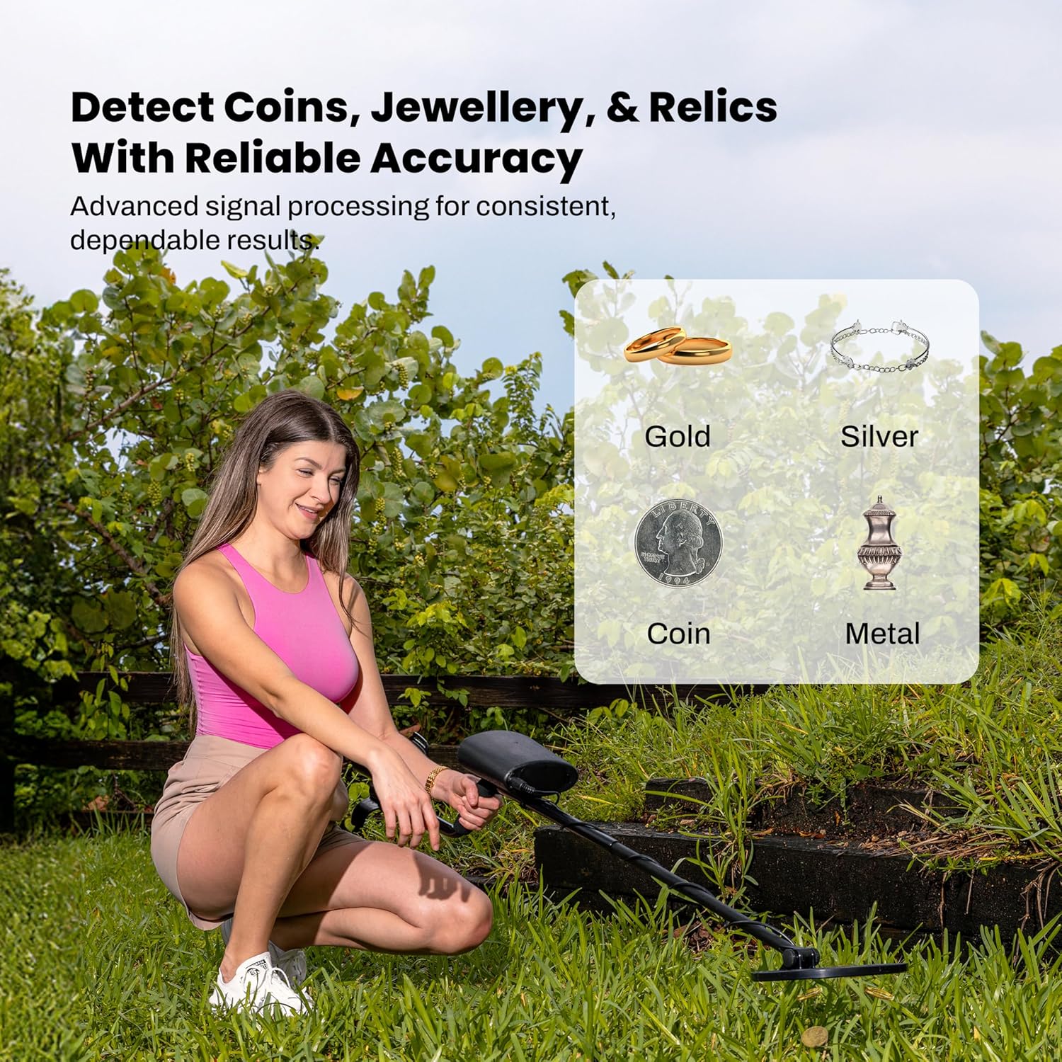 Bounty Hunter TK4 Tracker IV Metal Detector – All-Terrain Gold, Silver, Coin & Relic Finder with 8" Waterproof Coil, 3 Detection Modes – for Adults & Kids – Made in USA