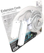 2-Pack Extension Cords with USB Fast Charging, 6 Outlets, 3 USB Ports, 3.4A, 8 ft Braided Extension Cords, Flat Plug, Dual Desktop Power Centers, ETL Listed, Gray/White, 45720