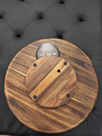 18" Large Lazy Susan Acacia Solid Wood with Chalkboard Edge for Labeling for Dining Serving Chacuterie Board Cheese Board Spice Candle Holder Vanity or Kitchen Organizer for Everyday or Party