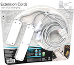 2-Pack Extension Cords with USB Fast Charging, 6 Outlets, 3 USB Ports, 3.4A, 8 ft Braided Extension Cords, Flat Plug, Dual Desktop Power Centers, ETL Listed, Gray/White, 45720