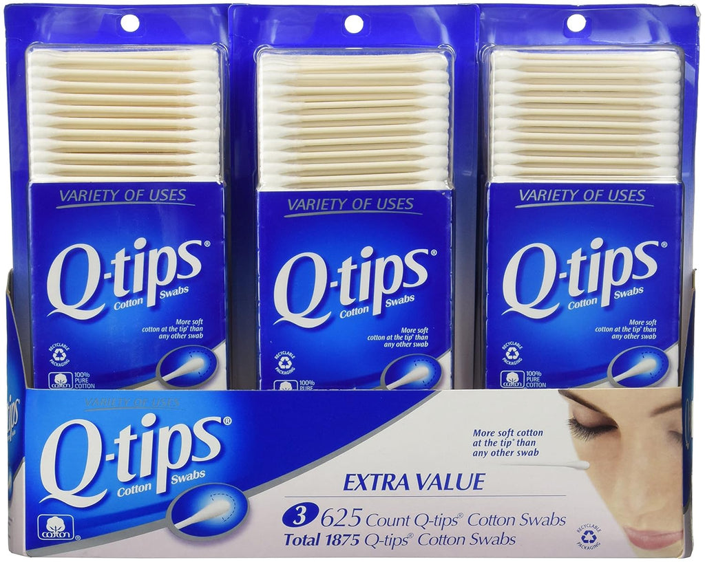Q-tips Cotton Swabs 3 Packs of 625 Count