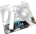 2-Pack Extension Cords with USB Fast Charging, 6 Outlets, 3 USB Ports, 3.4A, 8 ft Braided Extension Cords, Flat Plug, Dual Desktop Power Centers, ETL Listed, Gray/White, 45720
