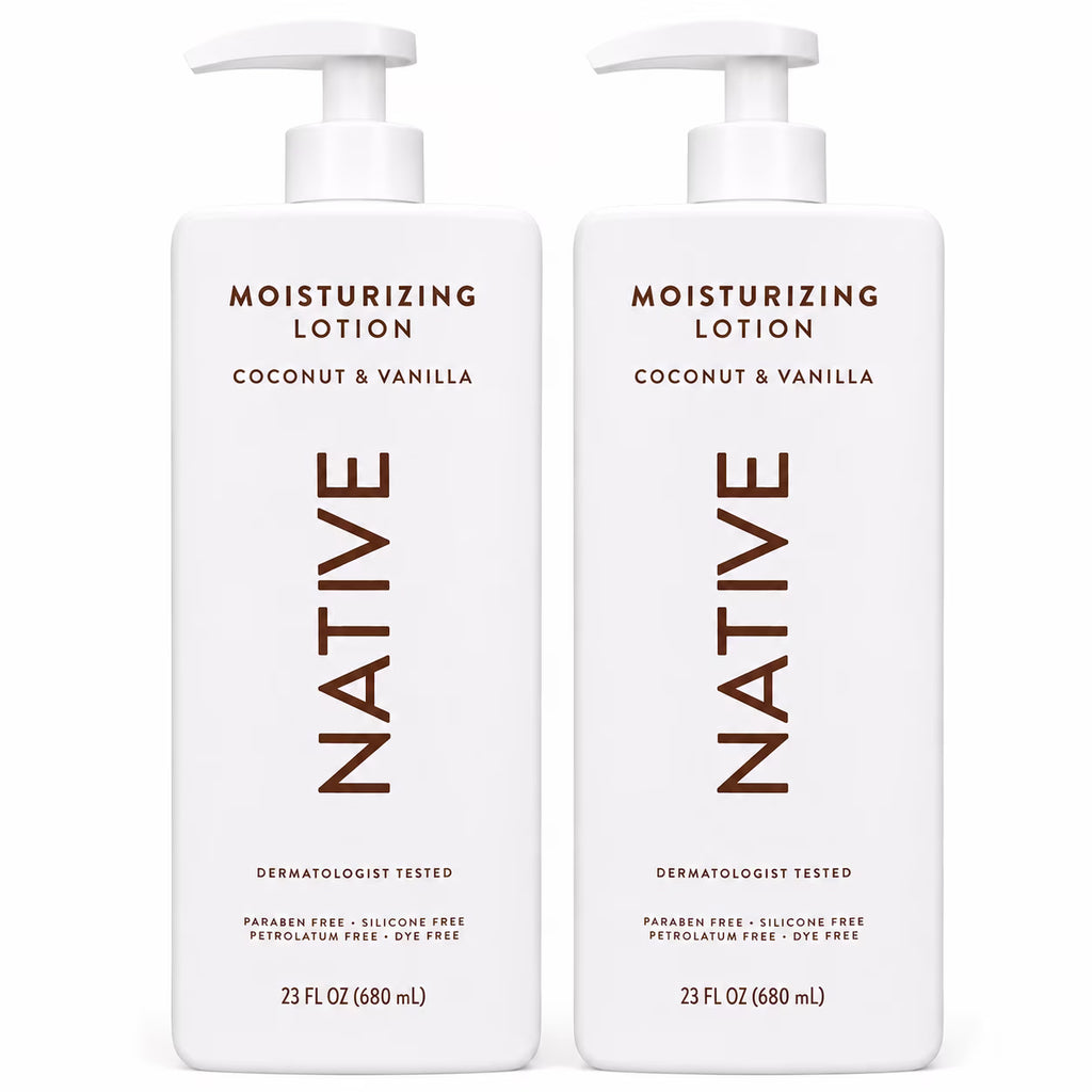 Natives Moisturizing Lotions Coconut & Vanilla, 23 fl oz, Plant-Based Moisturizers with Shea Butter & Niacinamide, Hand & Body Lotion, 2 Pack