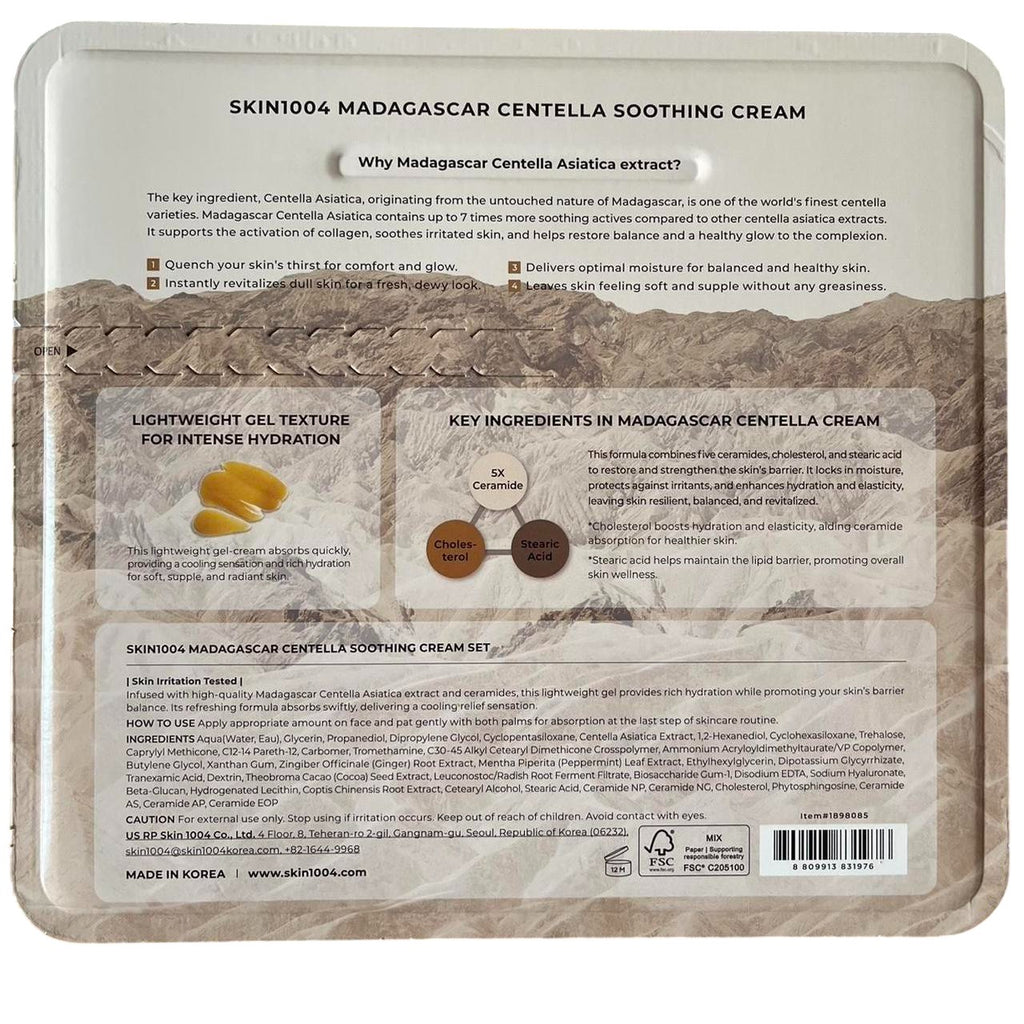 Back of a skincare product packaging with text and images on a white background
