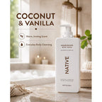 Native Nourishing Body Wash, Coconut & Vanilla, Sulfate Free & Paraben Free, 34 fl oz, 2 Pack (68 fl oz Total)