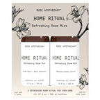 Muse Apothecary Home Ritual Refreshing Room Mist packaging with two bottles and floral illustrations.