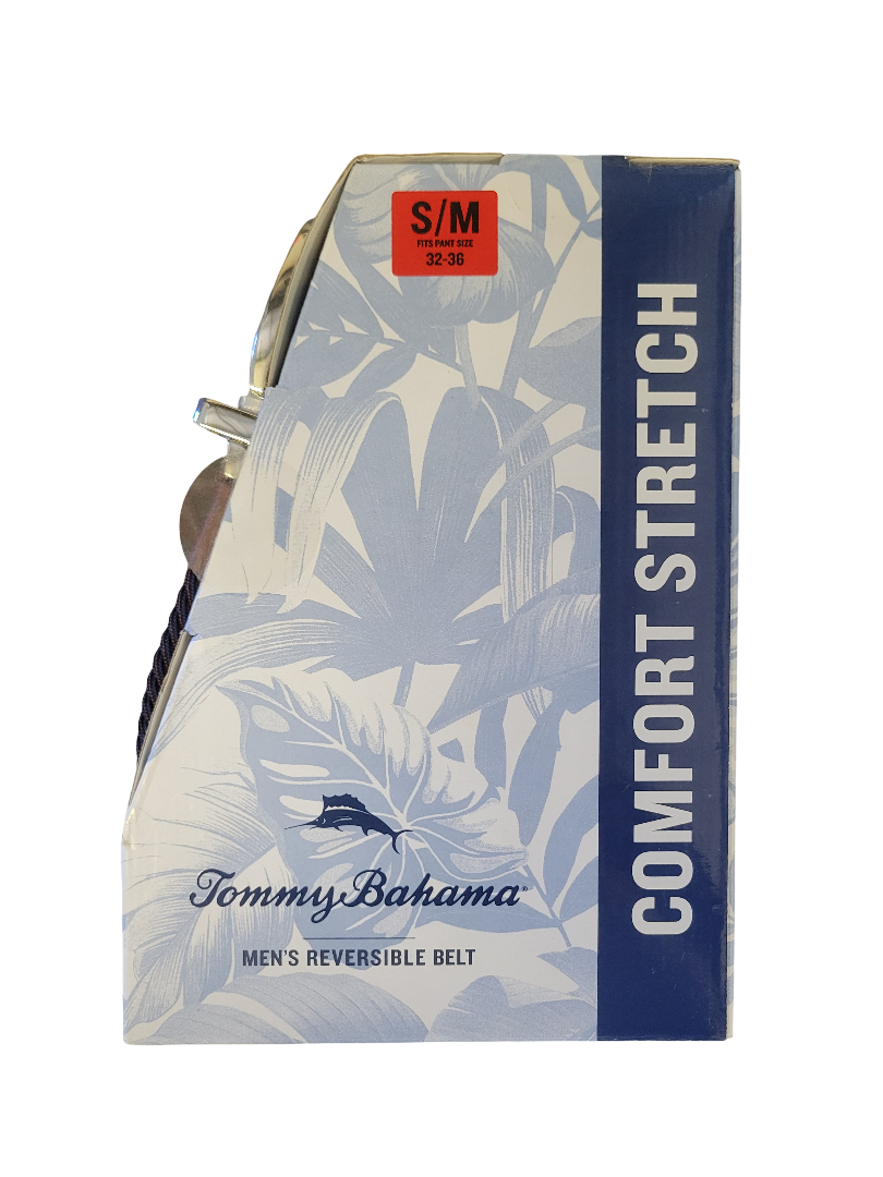 Tommy Bahama Men's Reversible Belt, Stretch Braided Style with Leather Trim