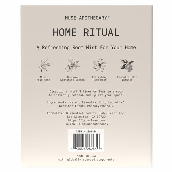 Muse Apothecary Home Ritual product label with branding and product details.