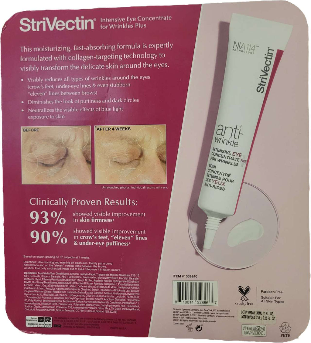 StriVectin Anti-Wrinkle Intensive Eye Cream Concentrate for Wrinkles Plus, Targets Crow's Feet, Firmness, Puffiness and Dark Circles | Paraben-Free, Suitable for All Skin Types | 1.25 Fl oz