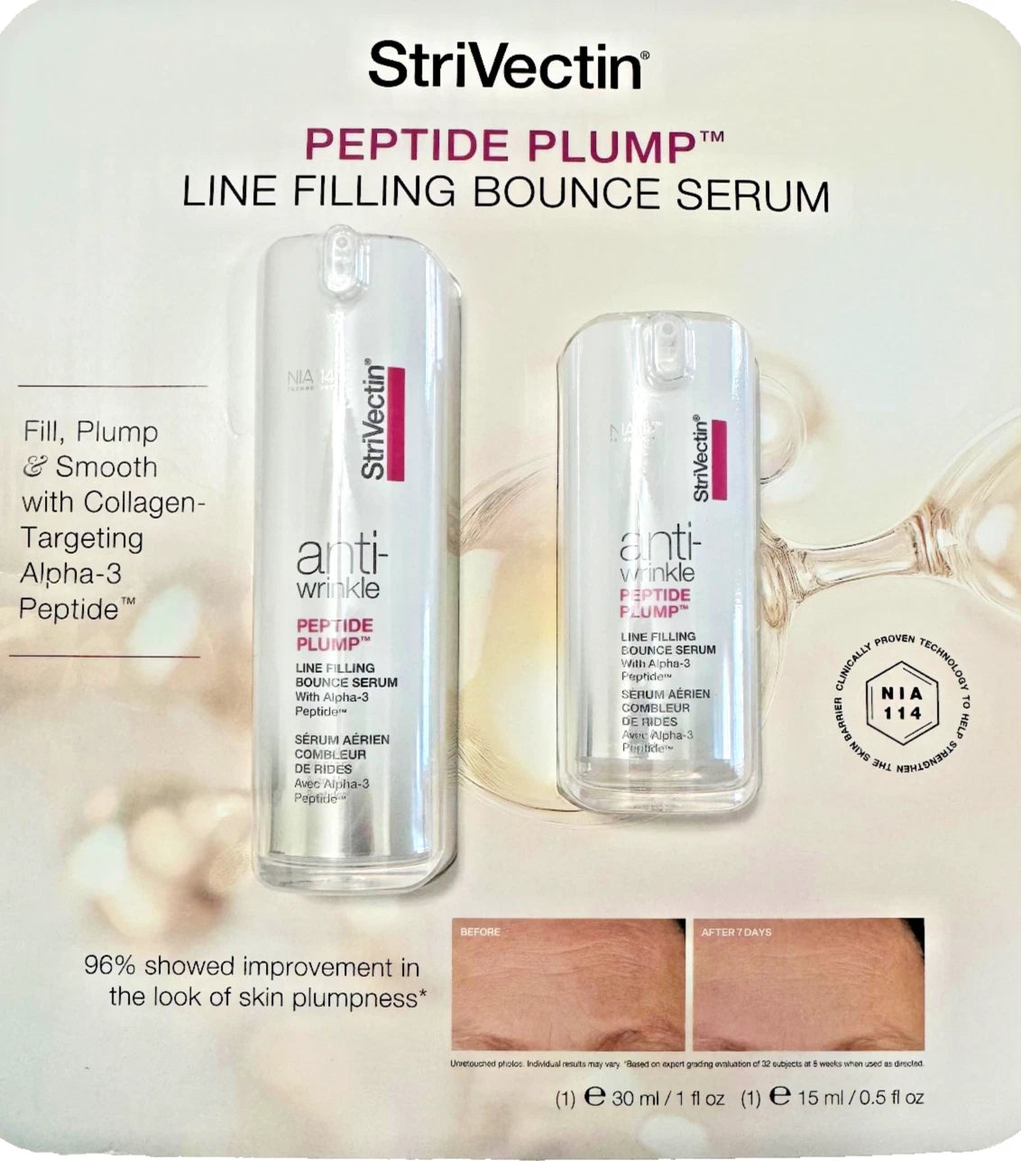 Strivectin Peptide Plump Line Filling Bounce Serum | Collagen-Targeting Alpha-3 Peptide | 1 fl oz + .5 fl oz