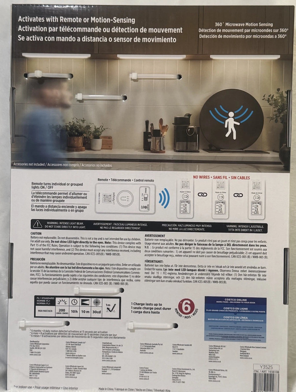 Back view of a kitchen appliance packaging with text and icons.