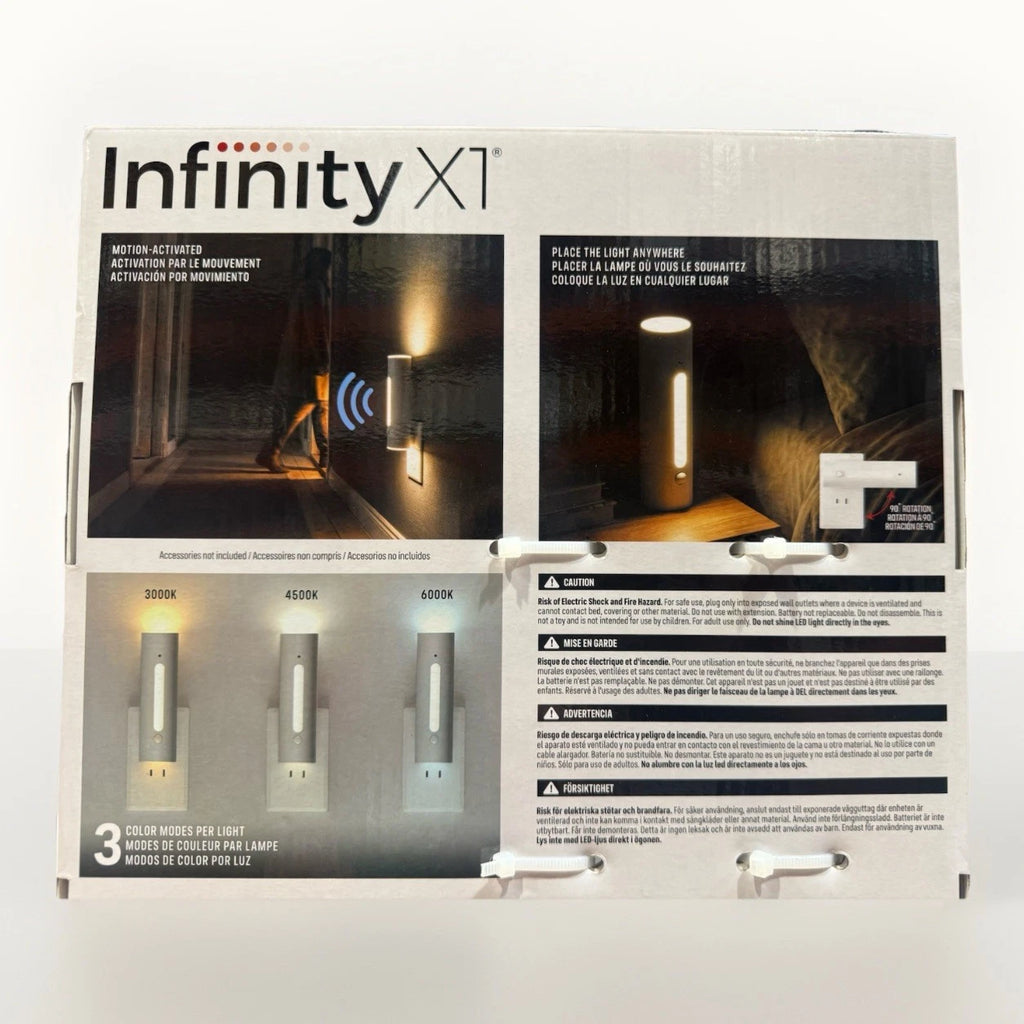 infinity x1 power failure night lights, motion sensor, power failure alert, 3 pack