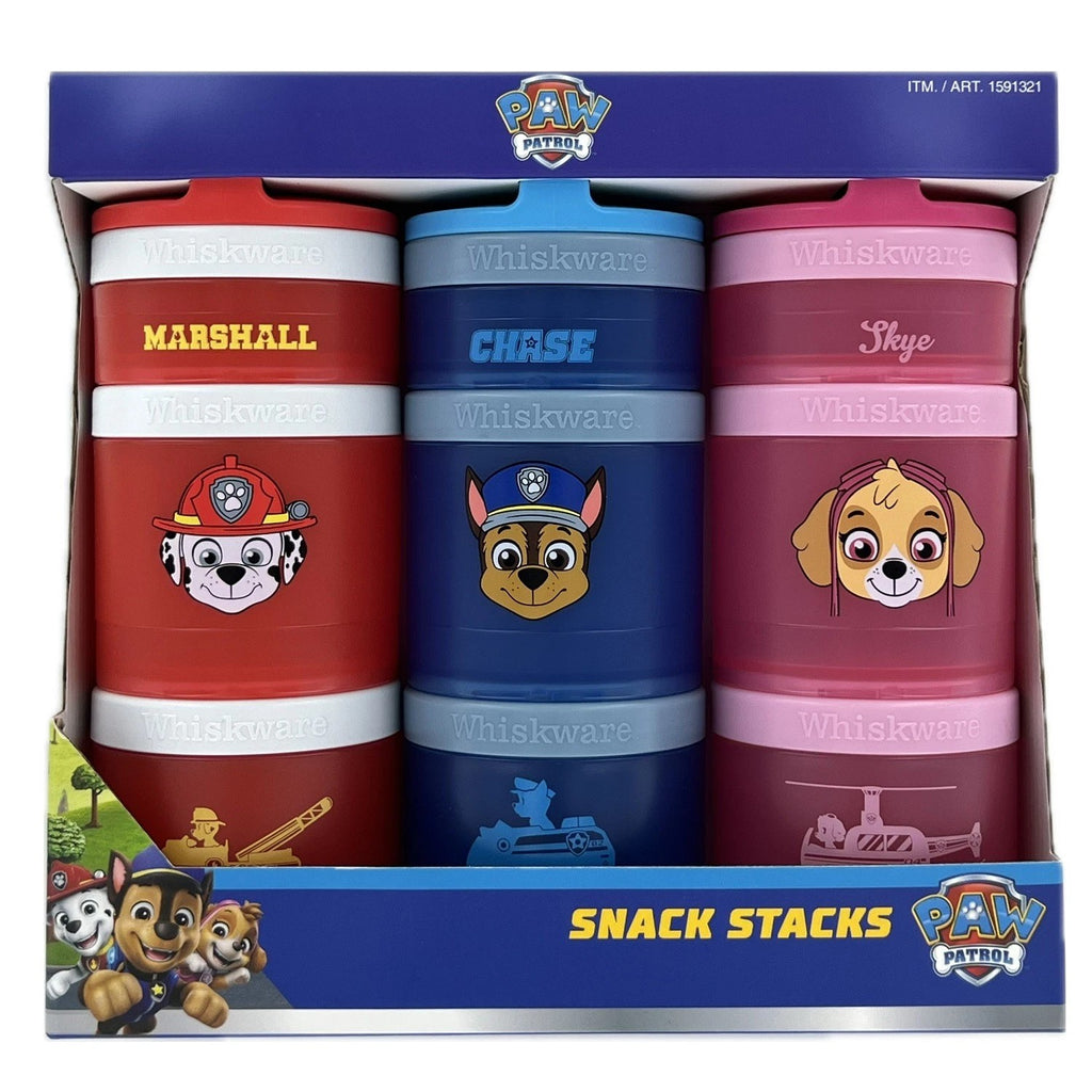 Whiskware Paw Patrol Snack stack, Marshall, Chase, Skye, Dishwasher Safe, 19 Oz Storage Size 3 pack