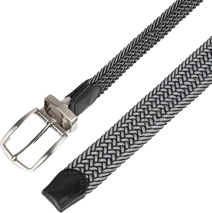 Tommy Bahama Men's Reversible Belt, Stretch Braided Style with Leather Trim
