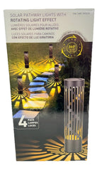 Testrite Solar Pathway Lights with Rotating Light Effects, LED, 50 Lumens, Water Proof, Solar Powered, 360 Degrees, 4 Pack