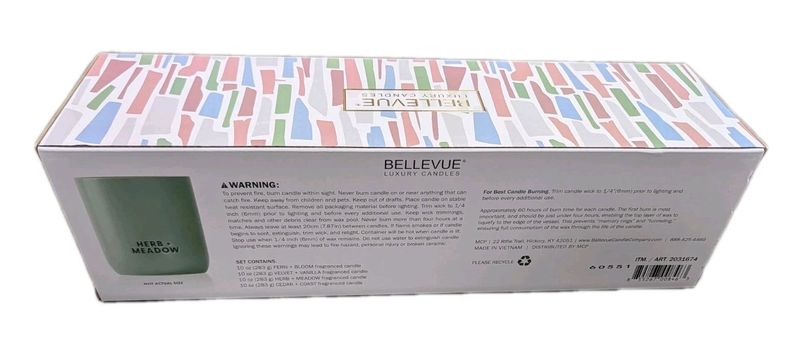 Bellevue Luxury Candles, Artisan Crafted Ceramics, Lead Free Wicks, Essential Oils, Fern + Bloom, Velvet + Vanilla, Herb + Meadow, Cedar + Coast, 10 oz 4 pack